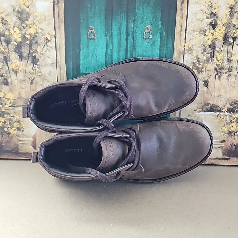ECCO Turn Chukka Boots Men's 43 Waterproof Gore Tex Nubuck Cocoa Brown Leather